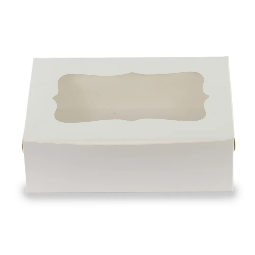 CUPCAKE BOX FOR 6 - 350 GSM WHITE - 9.25x6.25x3 - Pack of 8 - Image 3