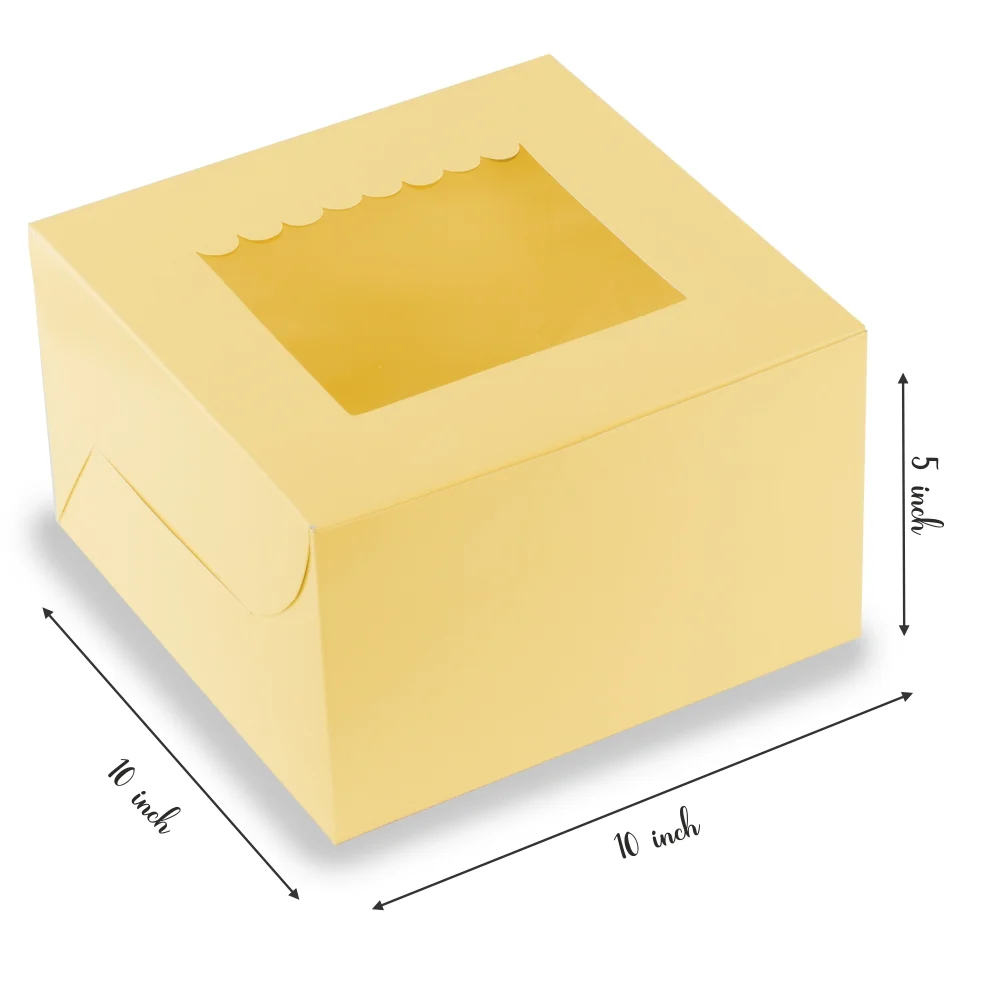 CAKE BOX FOR 1-2KG – 10X10X5 inch – SOFT YELLOW (Pack of 8) - Image 2