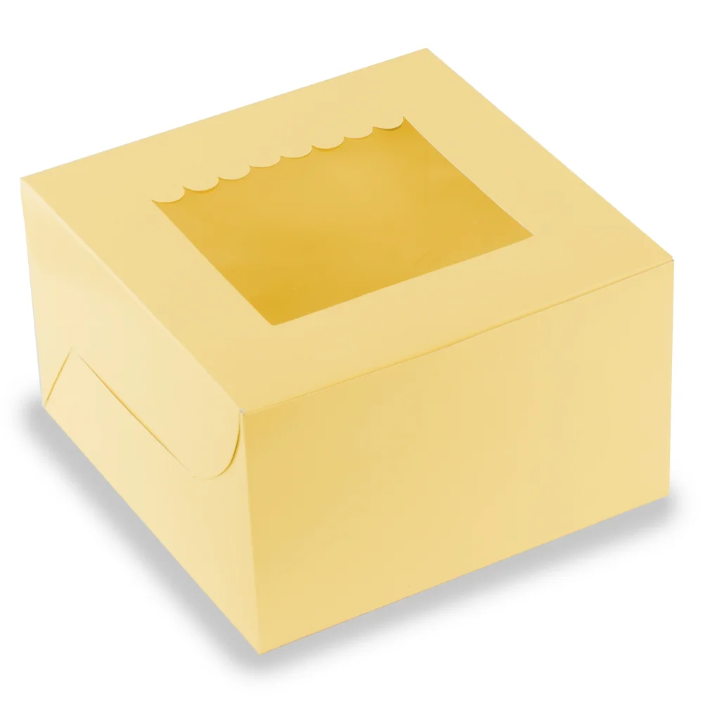 CAKE BOX FOR 1-2KG – 10X10X5 inch – SOFT YELLOW (Pack of 8)