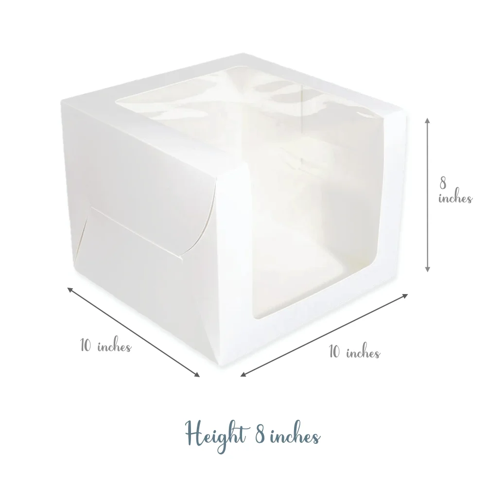 TALL CAKE BOX – 10X10X8 Inch – 350 GSM PREMIUM WHITE - Image 2
