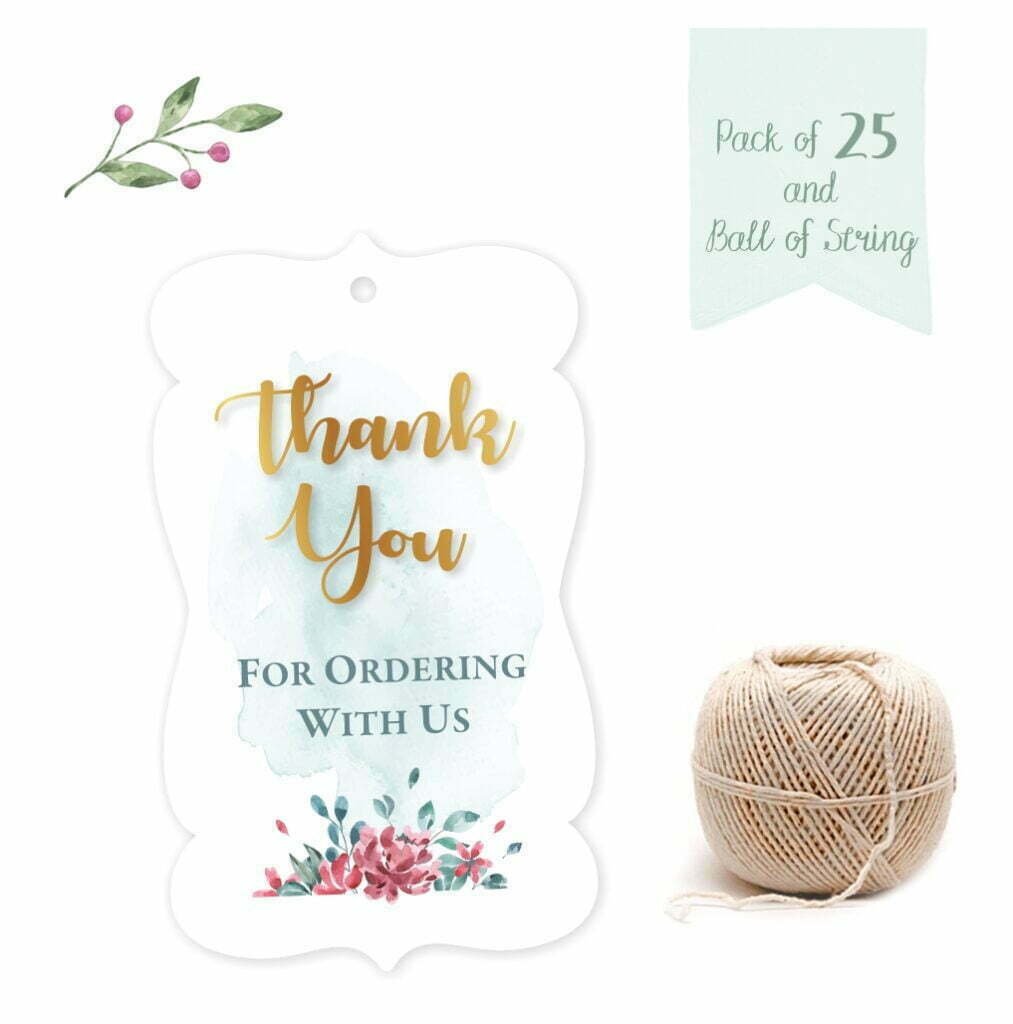 Thank You For Ordering With Us – White and Floral – Gift Tags – Packs ...