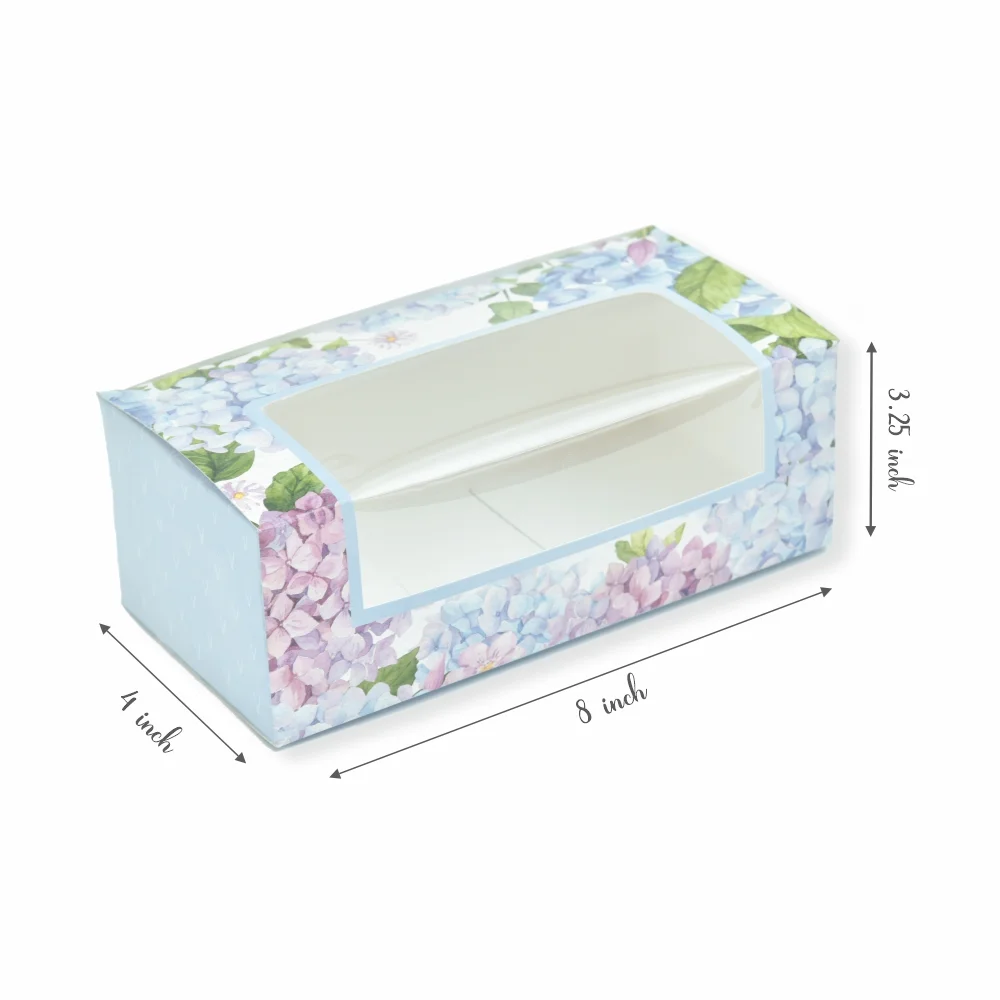 LOAF CAKE / COOKIE BOX - BLUE FLORAL - HYDRANGEA BLAST (8'X4'X3.25) (Pack of 8) - Image 2