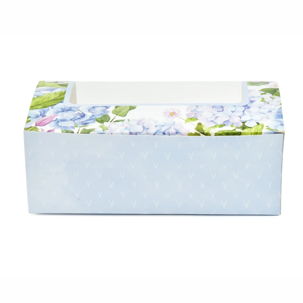LOAF CAKE / COOKIE BOX - BLUE FLORAL - HYDRANGEA BLAST (8'X4'X3.25) (Pack of 8) - Image 4