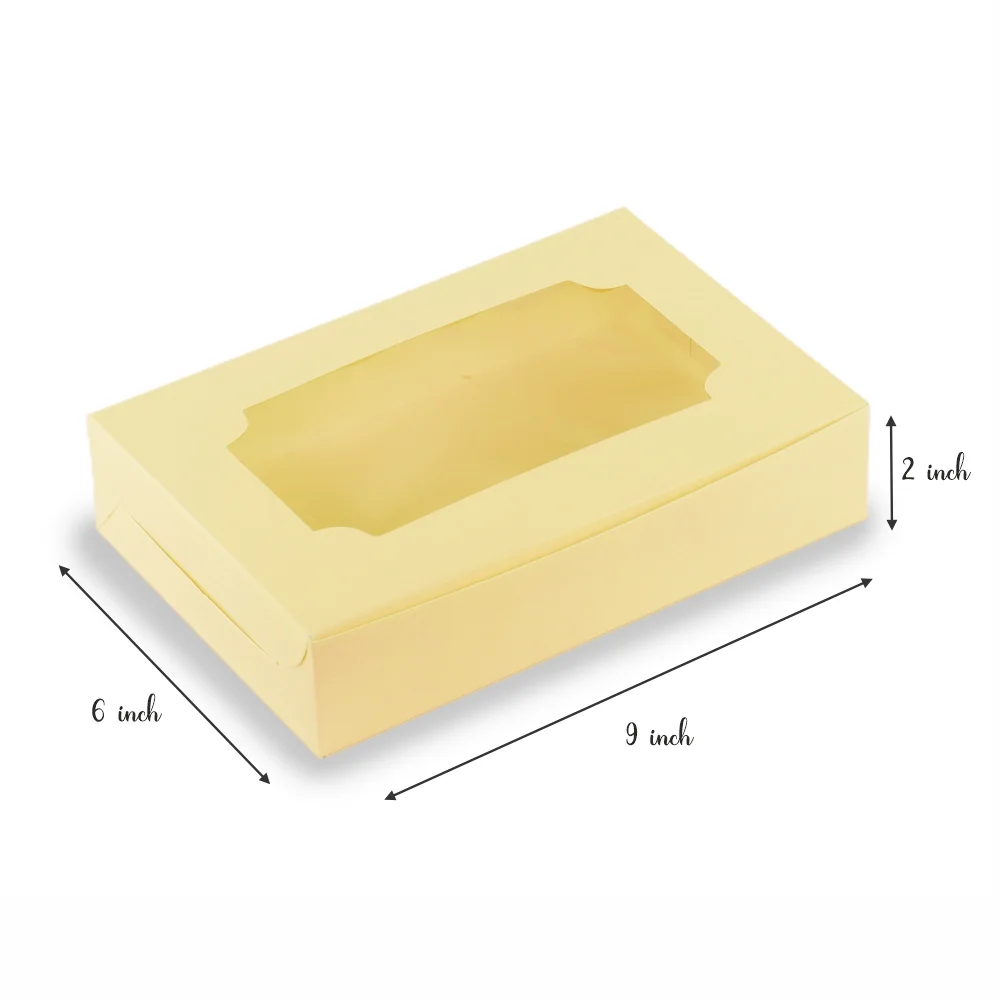 BROWNIE BOX FOR 6 – Pastel Yellow (6x9x2) (Pack of 8) - Image 2