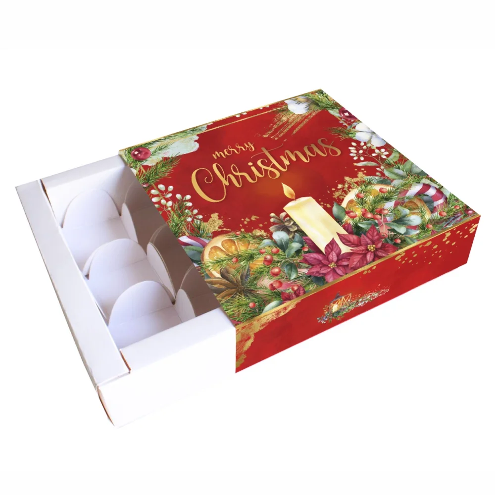 CHOCOLATE BOX FOR 9 - MERRY CHRISTMAS - RED (Pack of 8) - Image 2